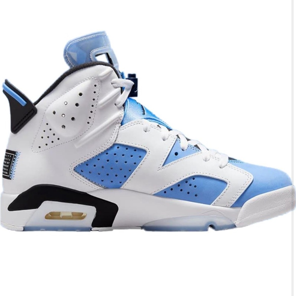 Air Jordan 6 Retro 'UNC Home' - High cut- Rubber Sole- White & Blue - Mens 9.5